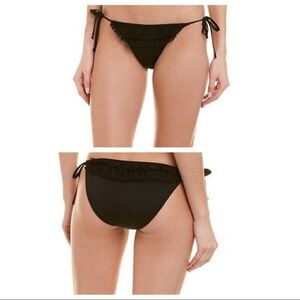 Chaser Ruffle trim side tie black bikini bottom S